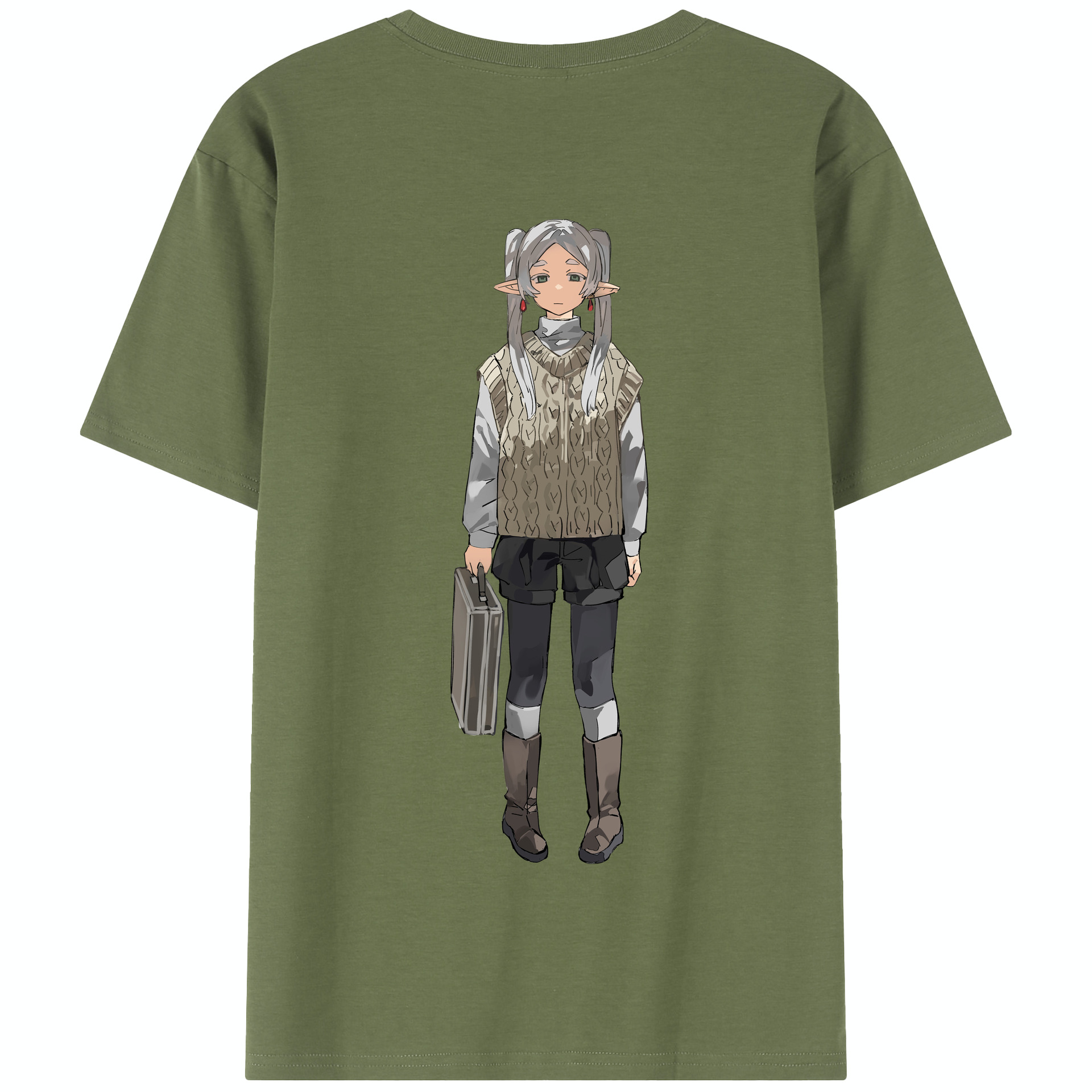 （画像用） 葬送のフリーレン Frieren 綿100％半袖Tシャツ（背面プリント）